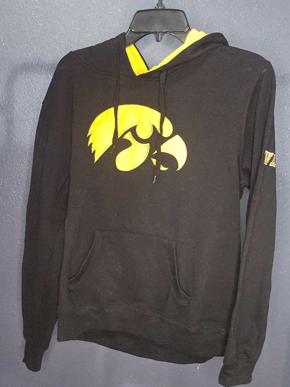 Women's Colosseum Black Hoodie with Yellow Hawkeye Logo